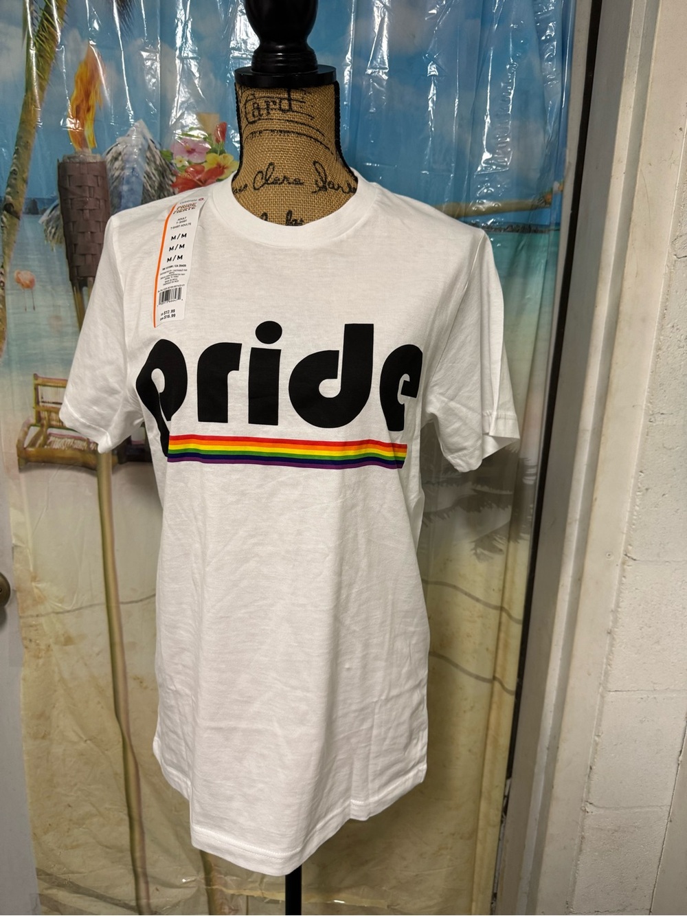 Celebrate It White Tee with Small Red Logo
